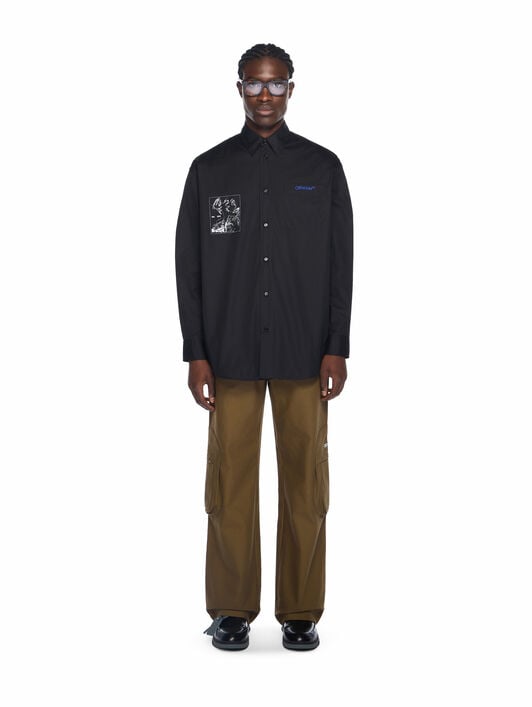 Faded Painting Over Shirt OFF WHITE Faded Painting Over Shirt BLACK - WHITE OMGE004F25FAB003