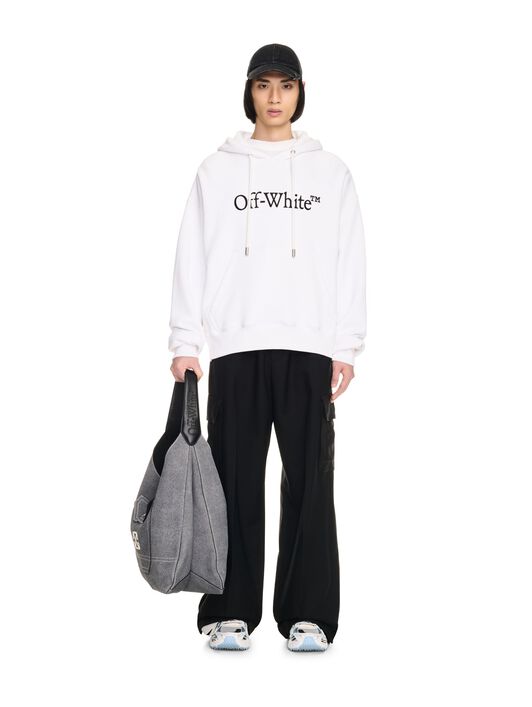OFF WHITE White Big Bookish Skate Hoodie WHITE OMBB085C99FLE012