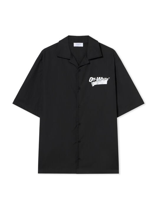 Tape Logo Bowling Shirt OFF WHITE Tape Logo Bowling Shirt BLACK - WHITE OMGG01FF25FAB003
