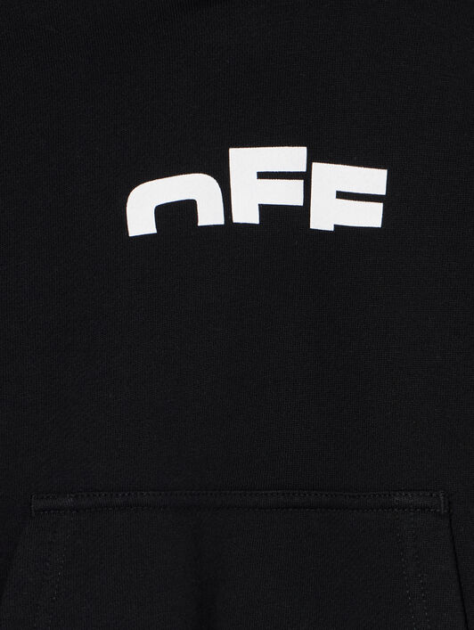 OFF WHITE Type Logo Logo Hoodie BLACK - WHITE OBBB001F25FLE001
