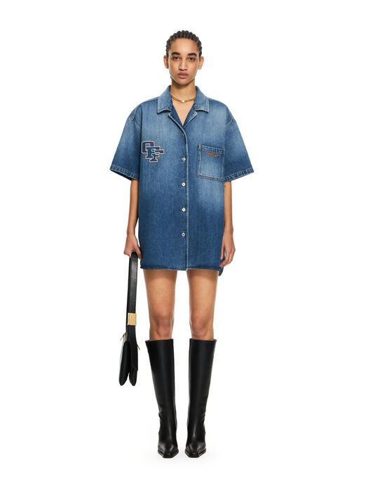OFF WHITE Royal Patch Denim Dress Light Medium Blue-Tabacco 2YM038S26DEN001