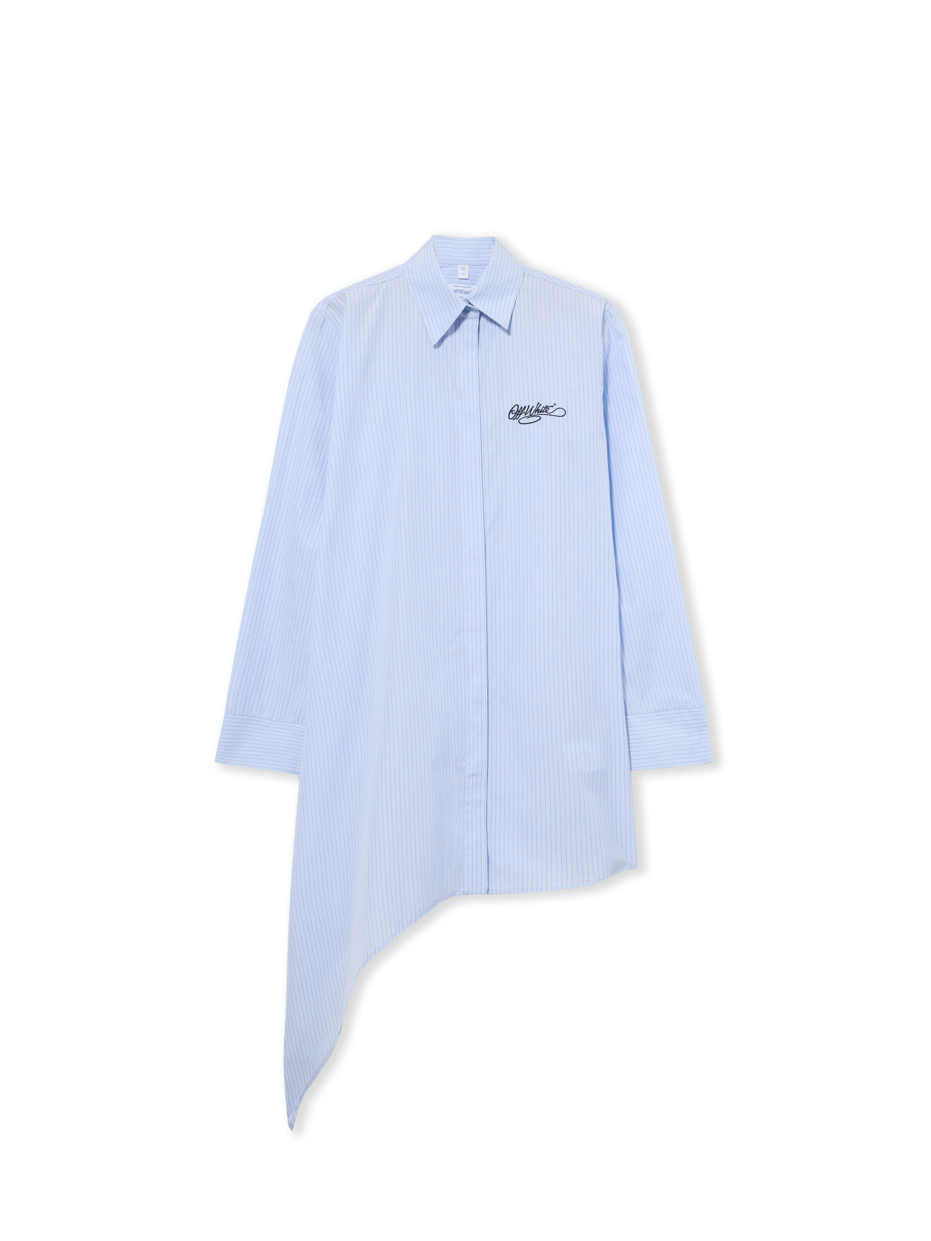 Striped Poplin Asymmetric Shirt Dress OFF WHITE Striped Poplin Asymmetric Shirt Dress Heather Dark Sapphire 2FU00398T