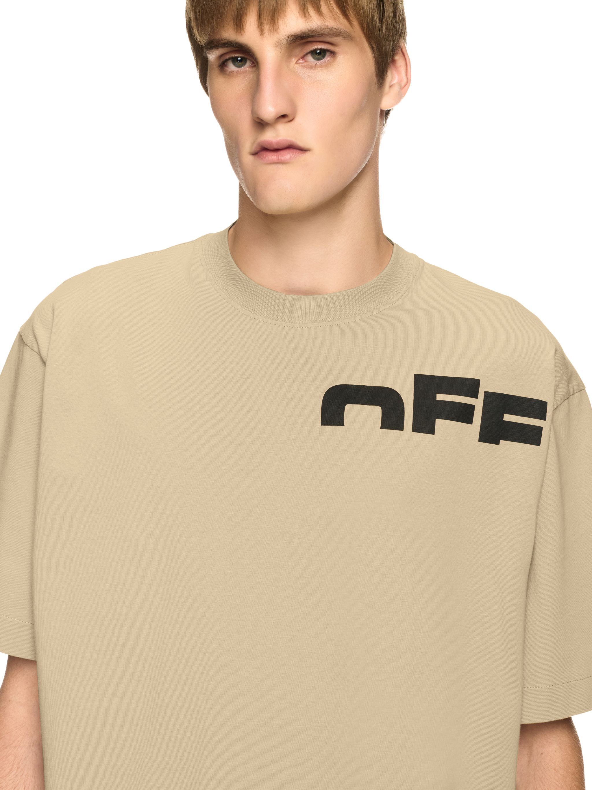 OFF WHITE Beiges Asymmetrisches T-Shirt NEUTRAL OMAA120S25JER00B