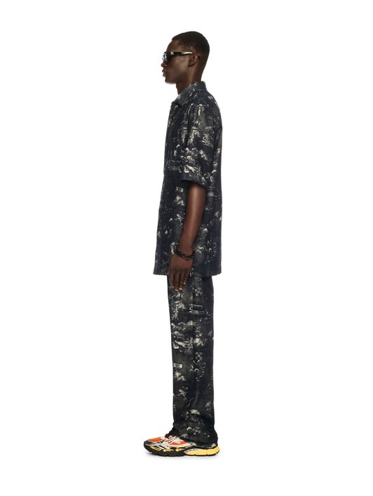 OFF WHITE Blue Jacquard Fresco Bowling Shirt BLUE OMYD05AS25DEN002