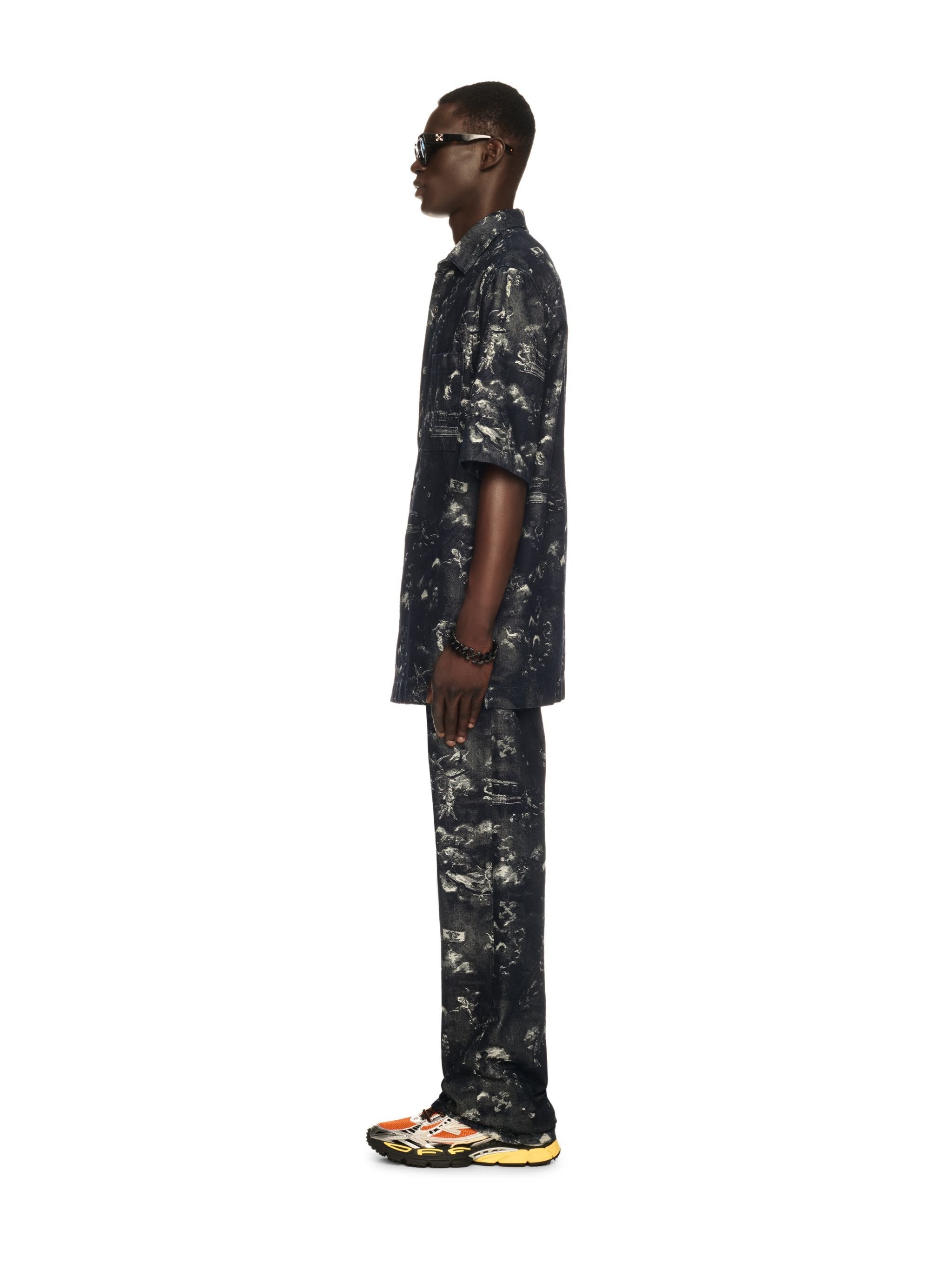 OFF WHITE Blue Jacquard Fresco Bowling Shirt BLUE OMYD05AS25DEN002