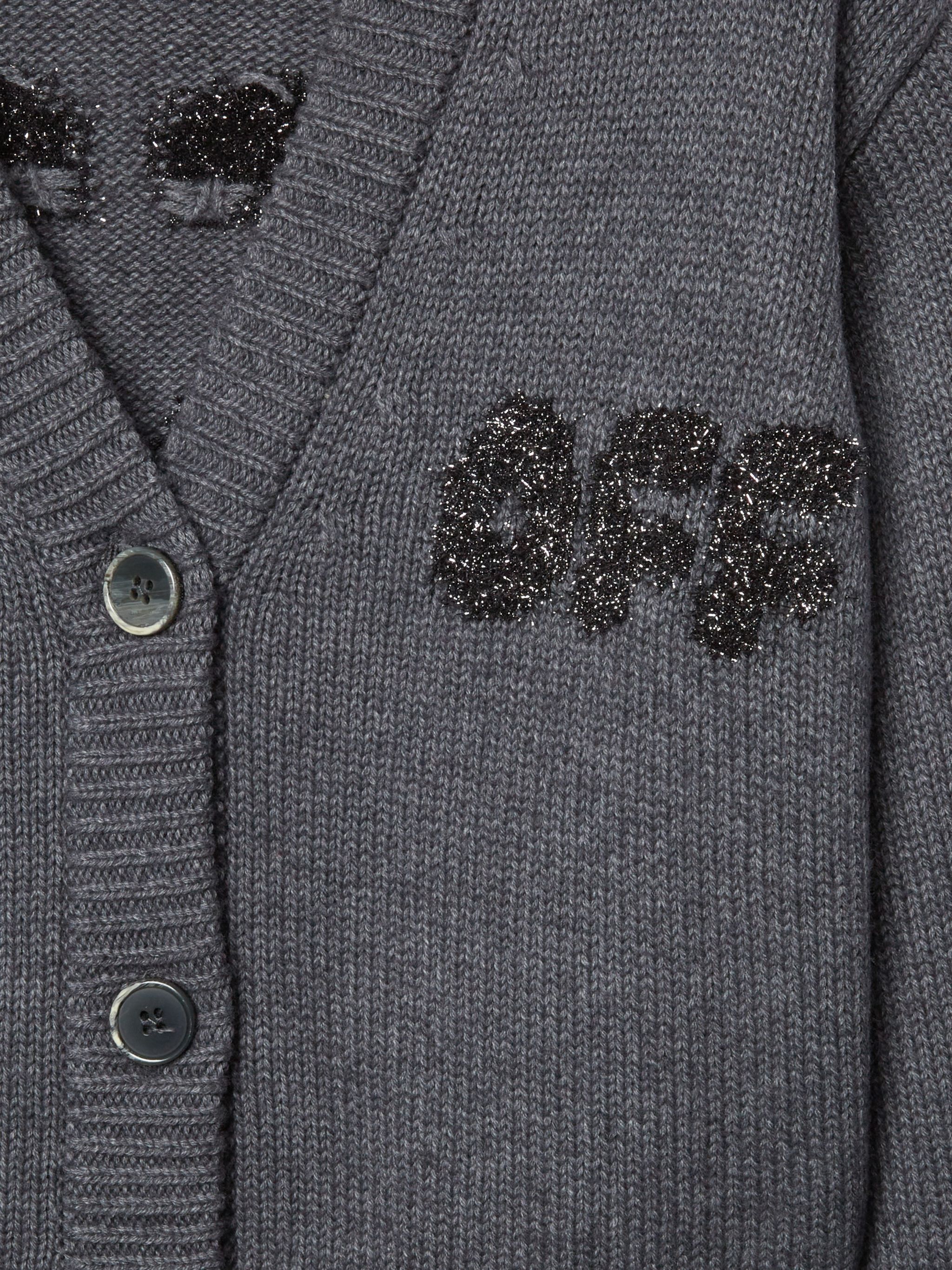 OFF WHITE Arrow Chunky Knit Cardigan GREY OGHB002F24KNI001