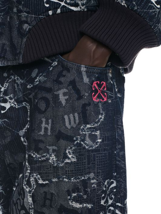 BLAUE CAMO JACQUARD GERADEGESCHNITTENE JEANS OFF WHITE BLAUE CAMO JACQUARD GERADEGESCHNITTENE JEANS BLAU OMYA18BF24DEN003