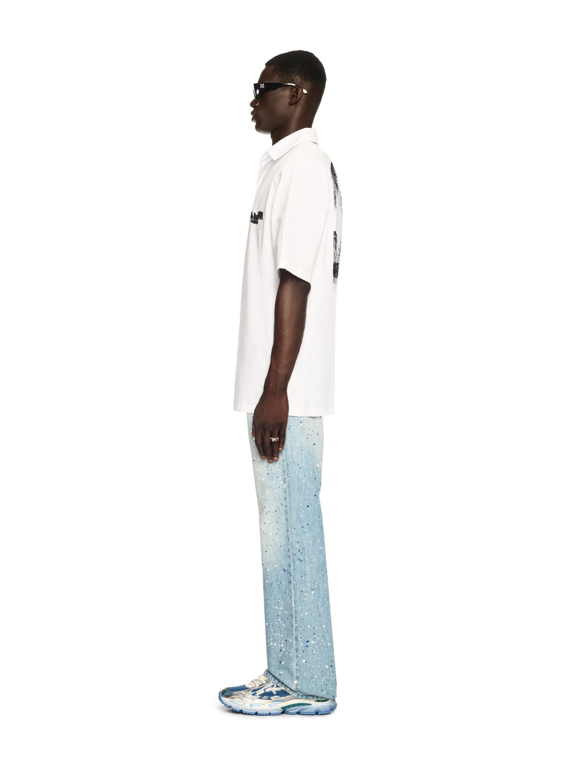 OFF WHITE White Spray Arrow Bowling Shirt WHITE OMGG013S25FAB00A