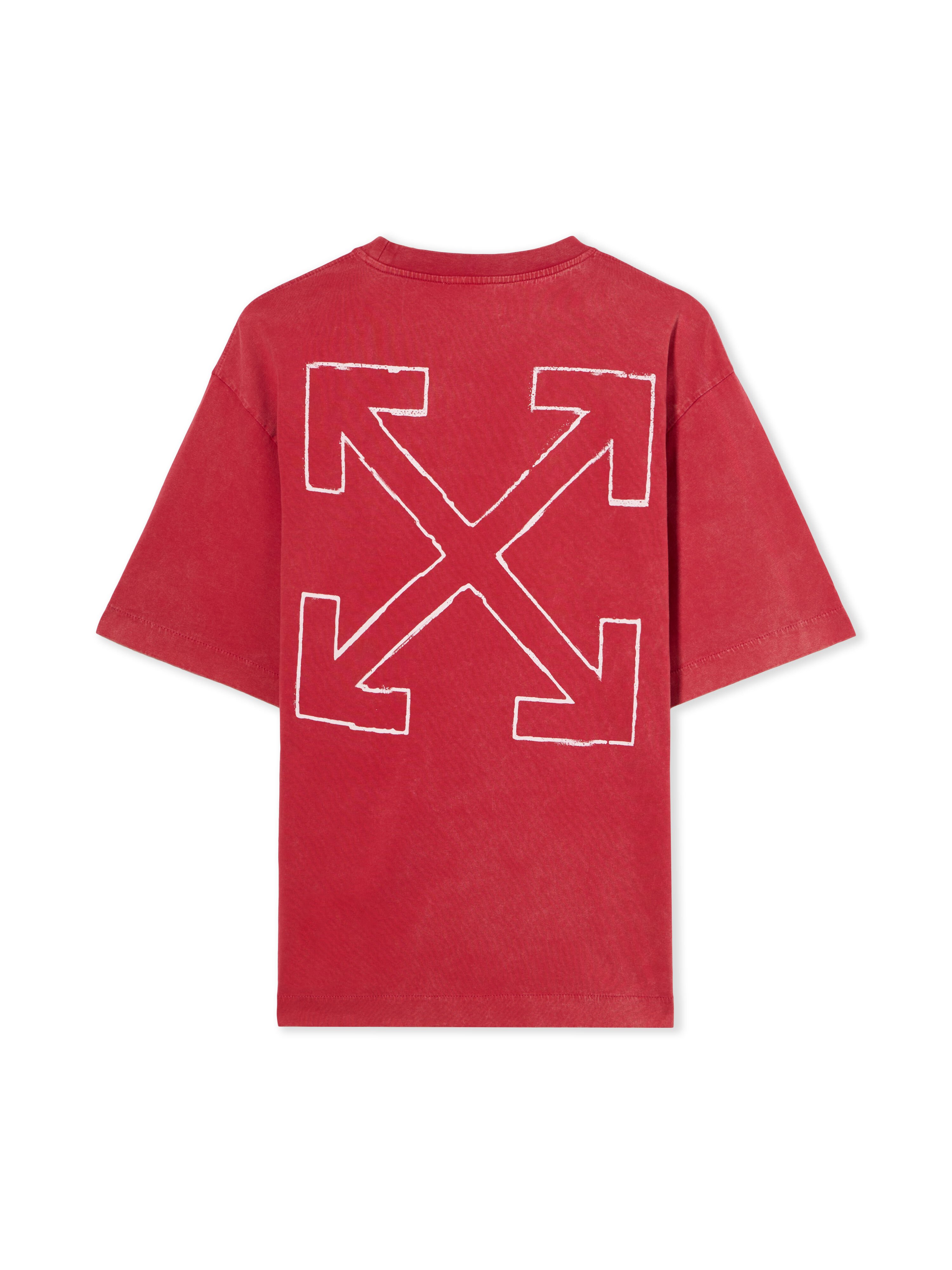 OFF WHITE News Outl Arrow Skate Logo Tee VINTAGE CHILI PEPPER - WHITE OMAA120F25JER009
