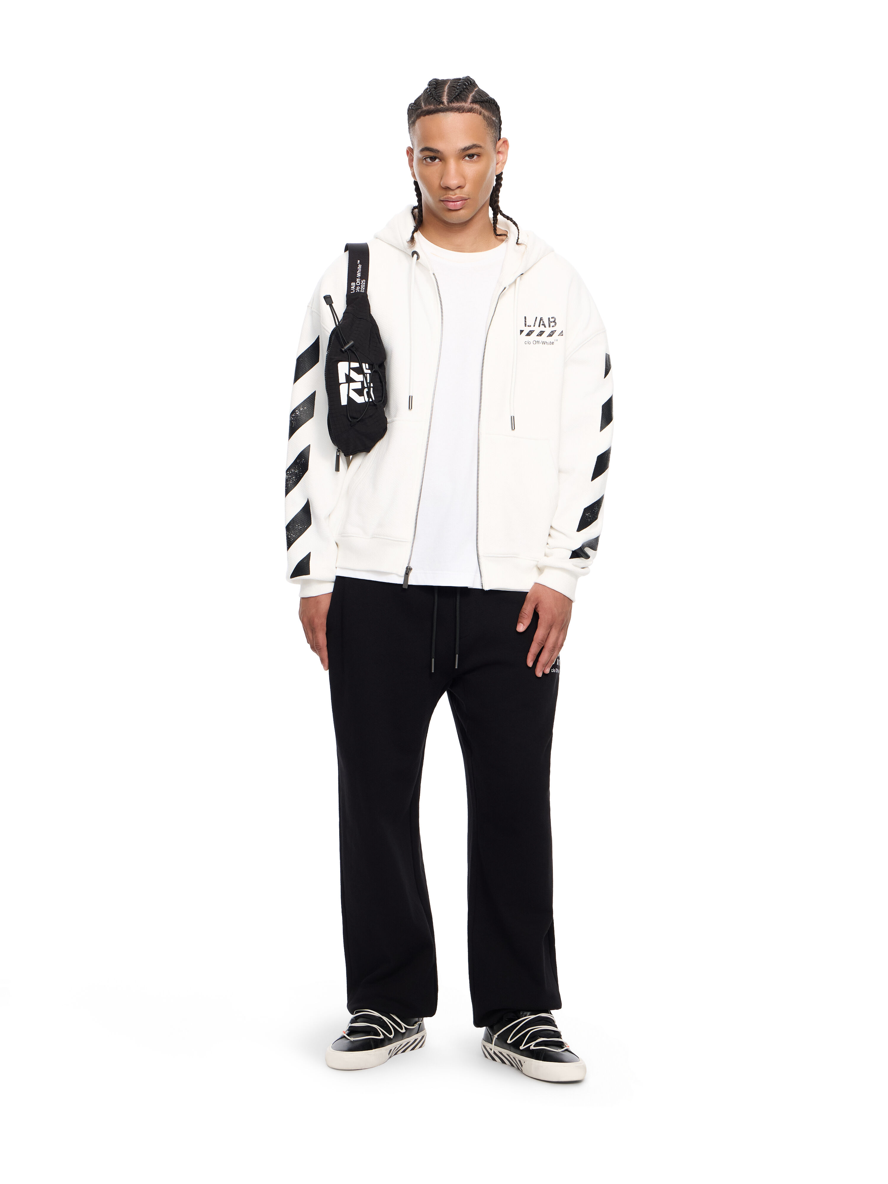 LAB L/AB Core Diagonal Zip Hoodie WHITE 44LABF26K050