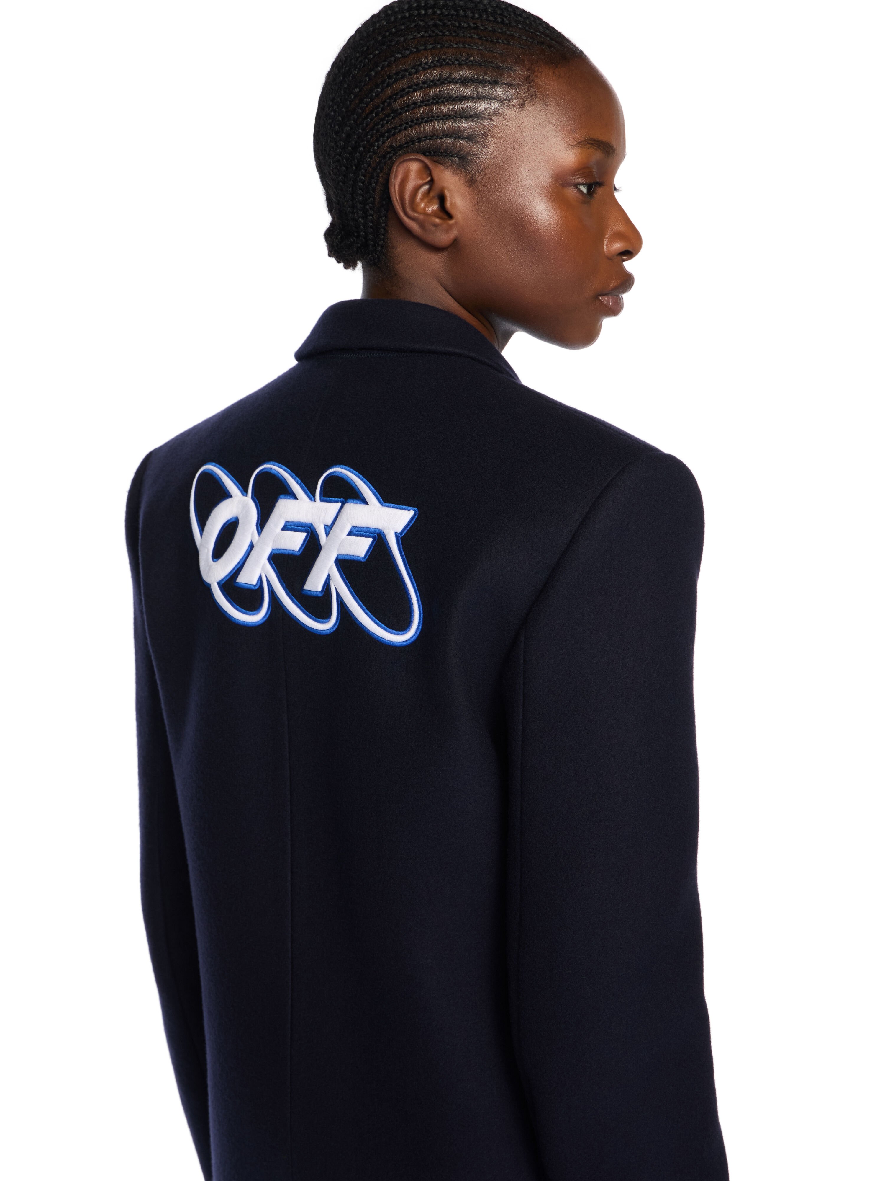 Long Tailored Wool Coat OFF WHITE Long Tailored Wool Coat BLUE IRIS-WHITE OWER02JF25FAB001