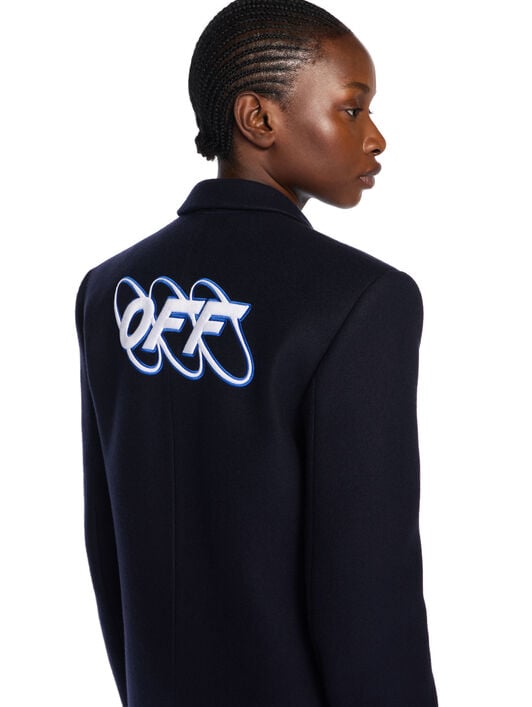 Long Tailored Wool Coat OFF WHITE Long Tailored Wool Coat BLUE IRIS-WHITE OWER02JF25FAB001