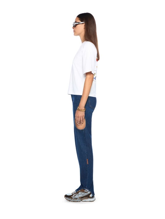 Embroidered Flowers Boxy Logo Tee OFF WHITE Embroidered Flowers Boxy Logo Tee WHITE - BLACK OWAA124F25JER001