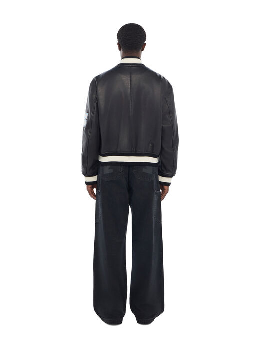 OG Patches Racing Leather Varsity Jacket OFF WHITE OG Patches Racing Leather Varsity Jacket BLACK 44MJA142F26L001