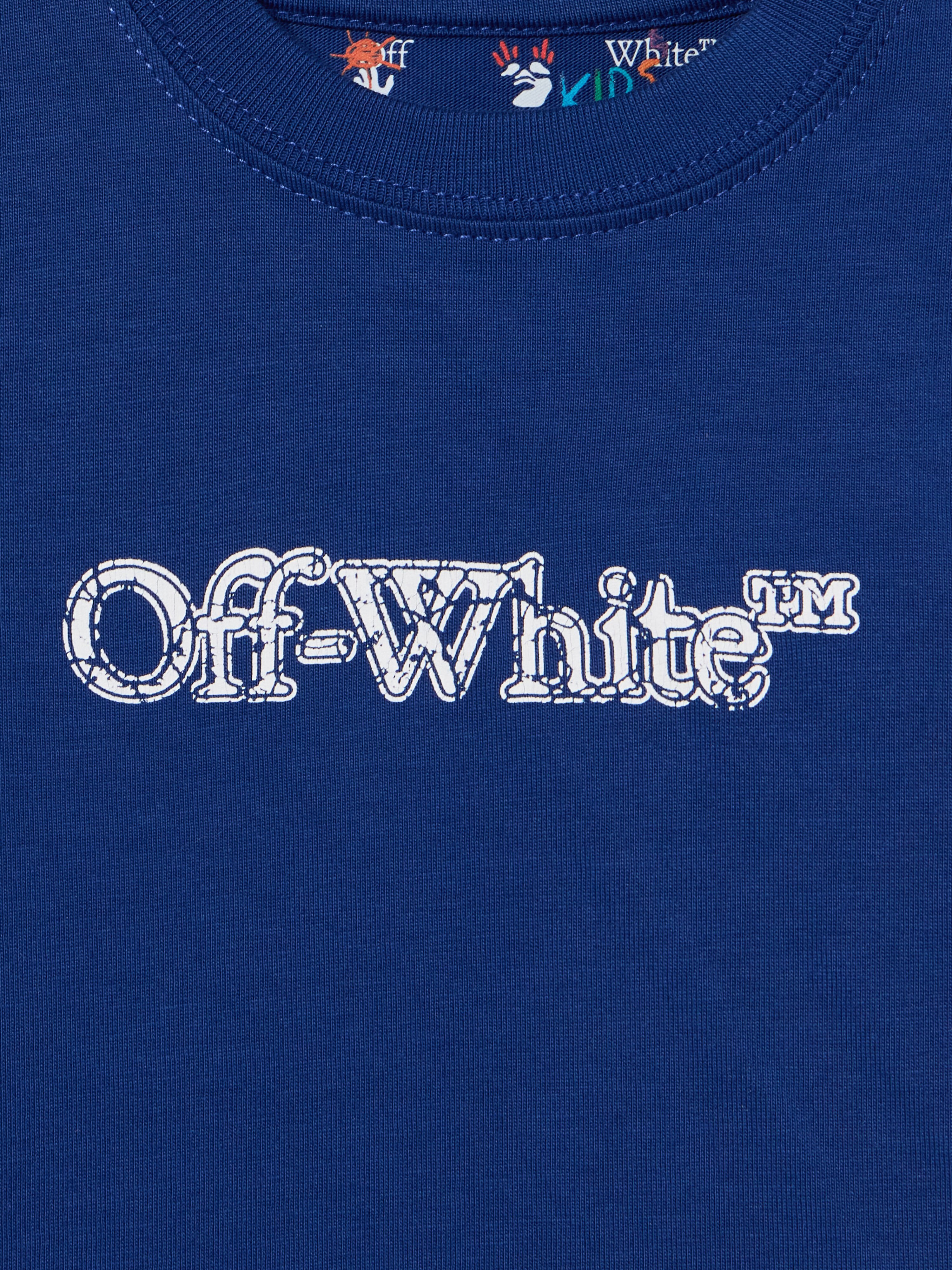 OFF WHITE Big Bookish Crackle Logo T-Shirt BLUE - WHITE OBXB001F25JER003