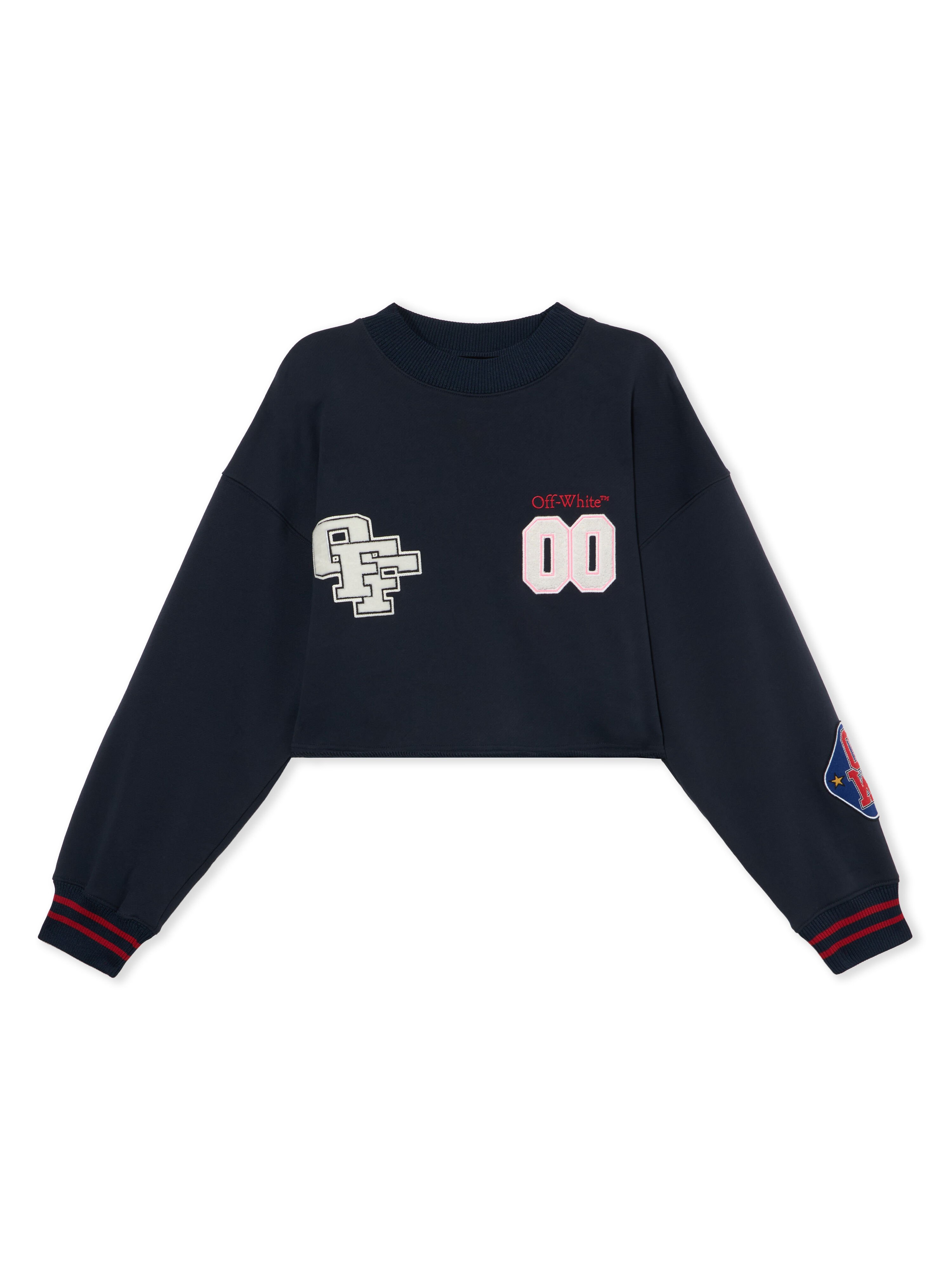 OFF WHITE Royal Patch Crop Sweatshirt Night Sky-Haute Red 2BA07ES26FLE001