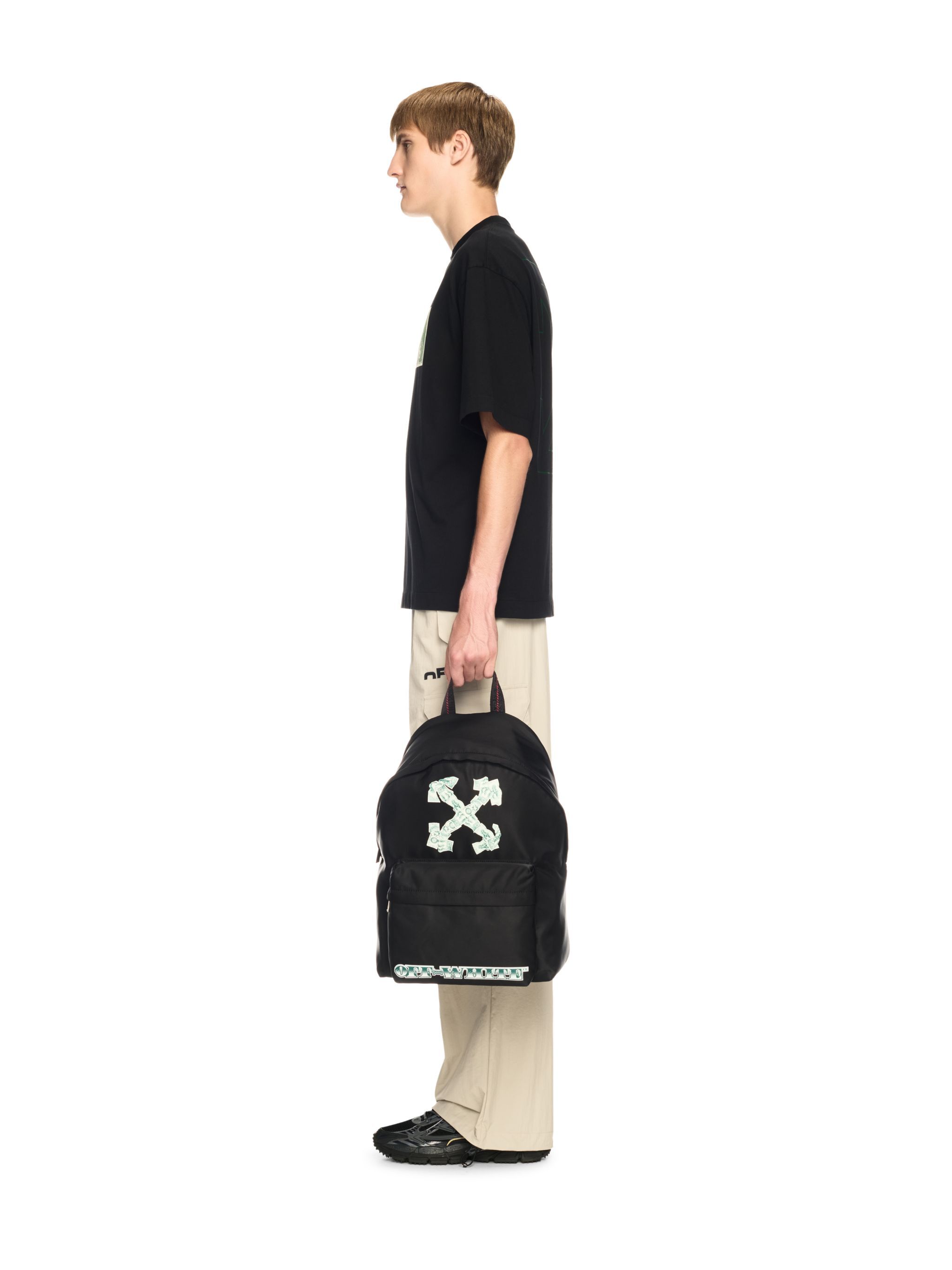OFF WHITE Green Money Print Heritage Backpack BLACK OMNB123S25FAB003