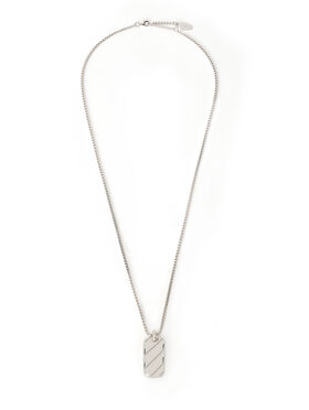 OFF WHITE Diag Dog Tag Necklace STERLING SILVER C06562