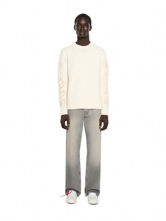 iagonal Arrow Fuzzy Knit Crewneck OFF WHITE iagonal Arrow Fuzzy Knit Crewneck CREAM 44MHE087F26K001