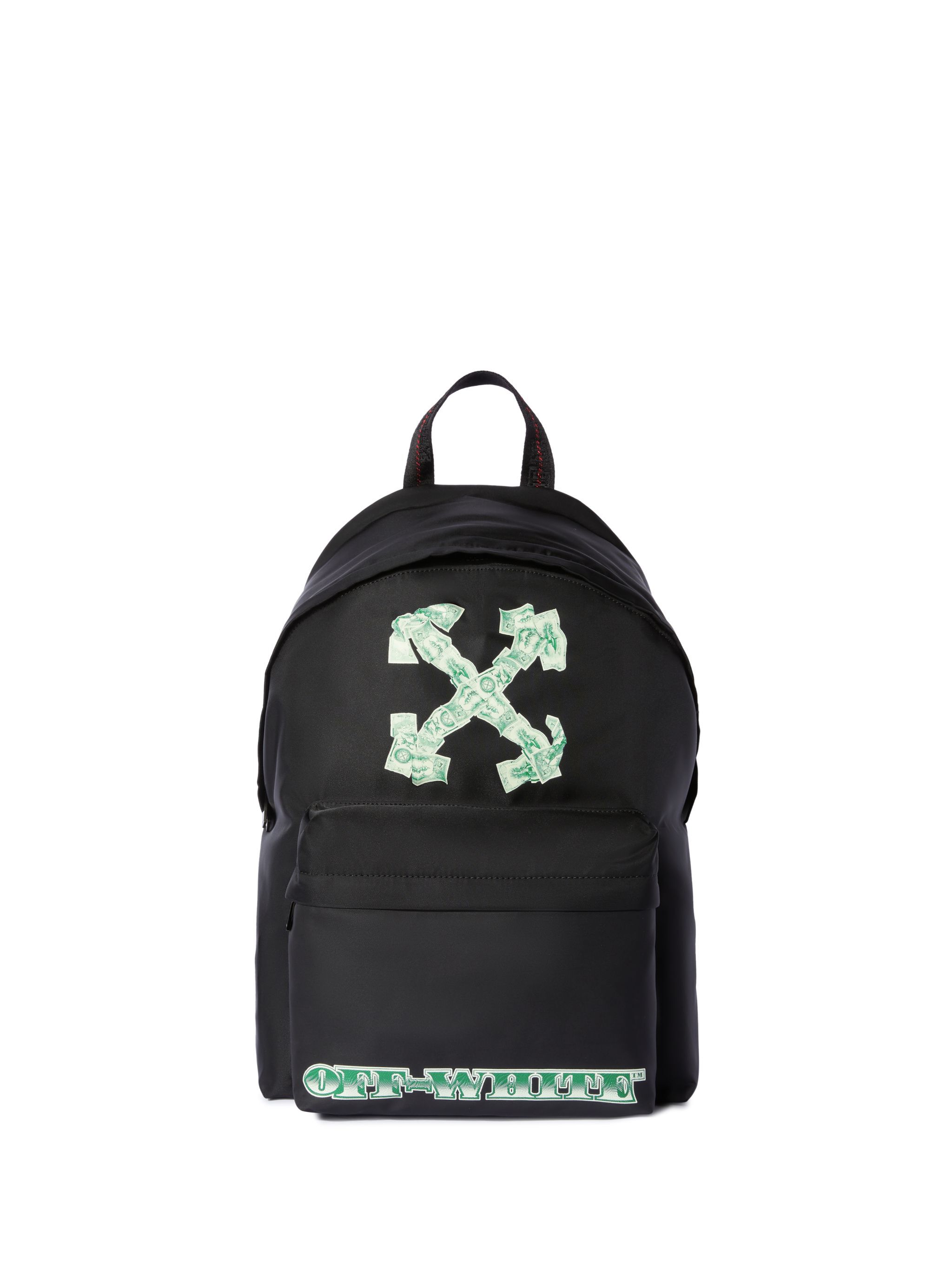 OFF WHITE Green Money Print Heritage Backpack BLACK OMNB123S25FAB003