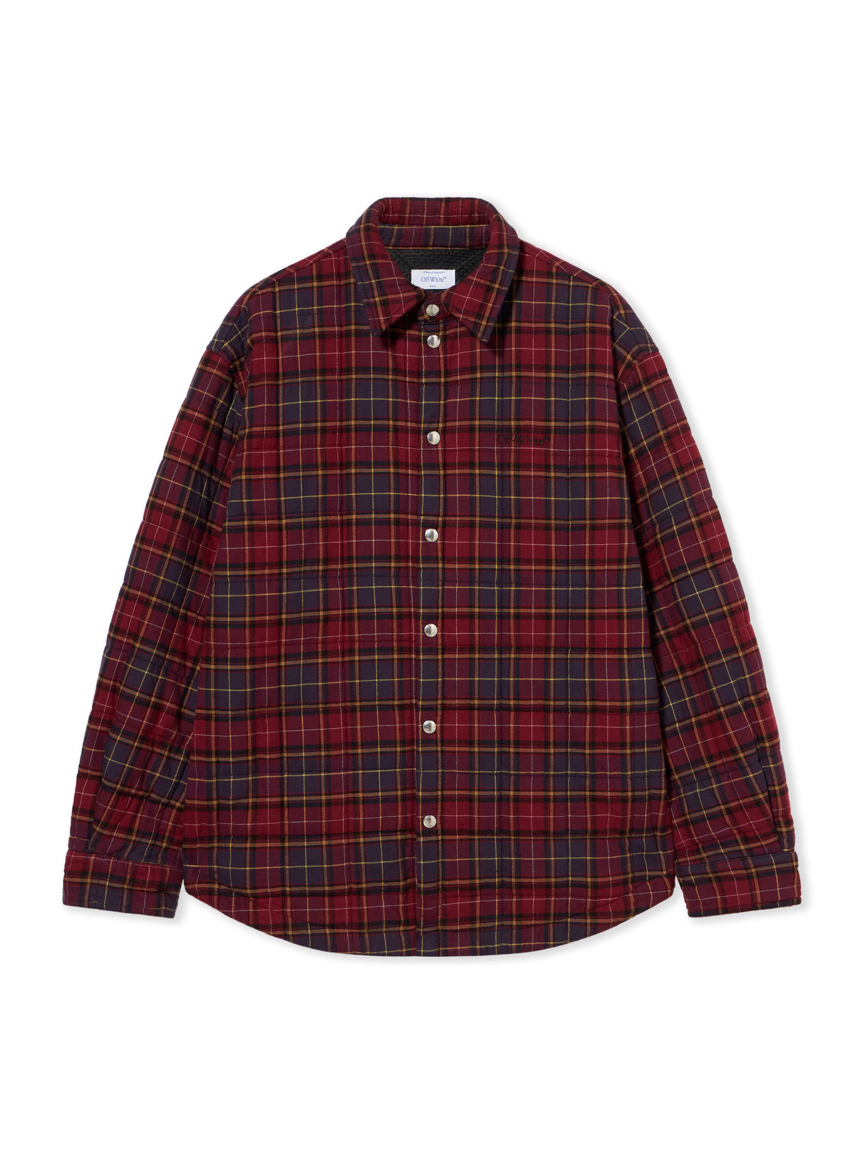 OFF WHITE Spray Arrow Check Flannel Overshirt BURGUNDY - BLACK OMES01AF25FAB002