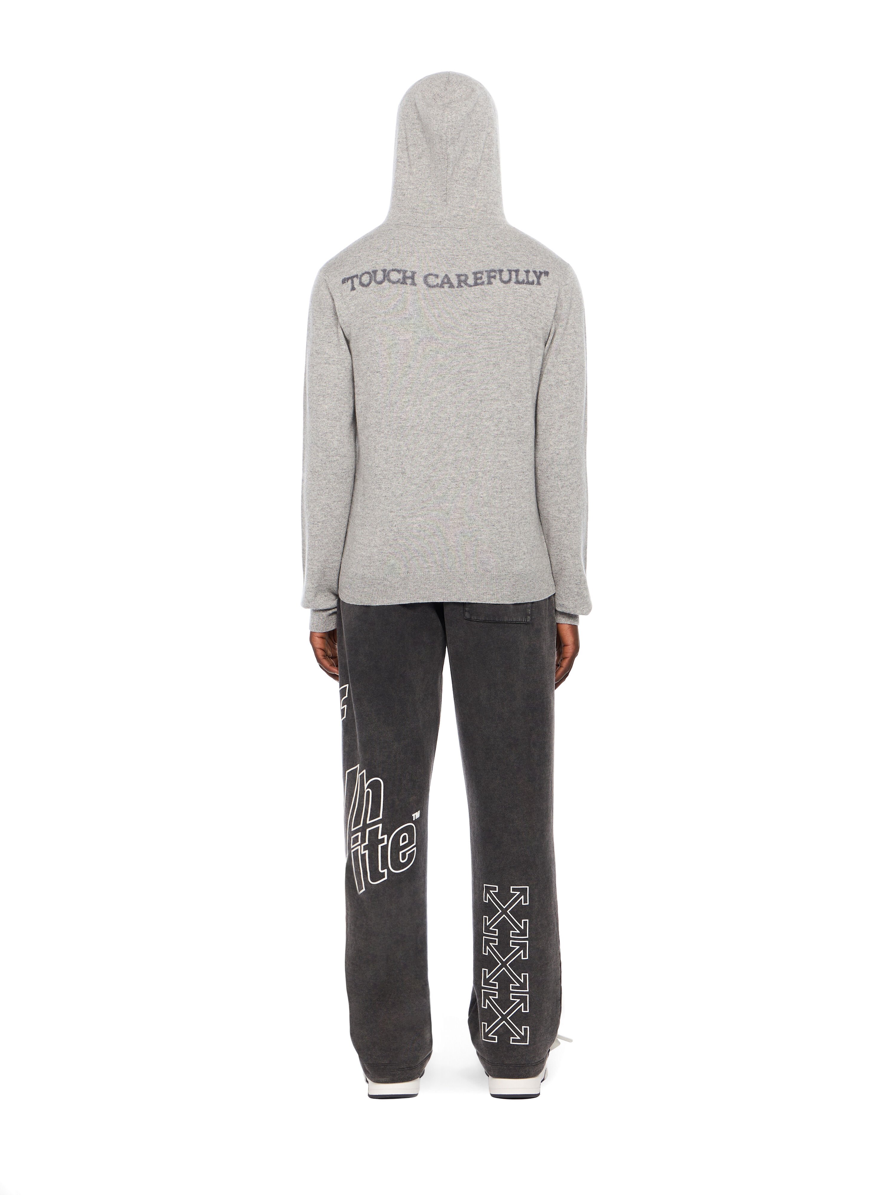 OFF WHITE QUOTE WS KNIT HOODIE LIGHT GREY MELANGE - BLACK OMHU034F25KNI001