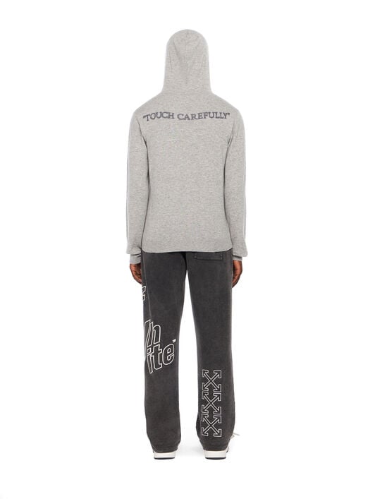 QUOTE WS KNIT HOODIE OFF WHITE QUOTE WS KNIT HOODIE LIGHT GREY MELANGE - BLACK OMHU034F25KNI001