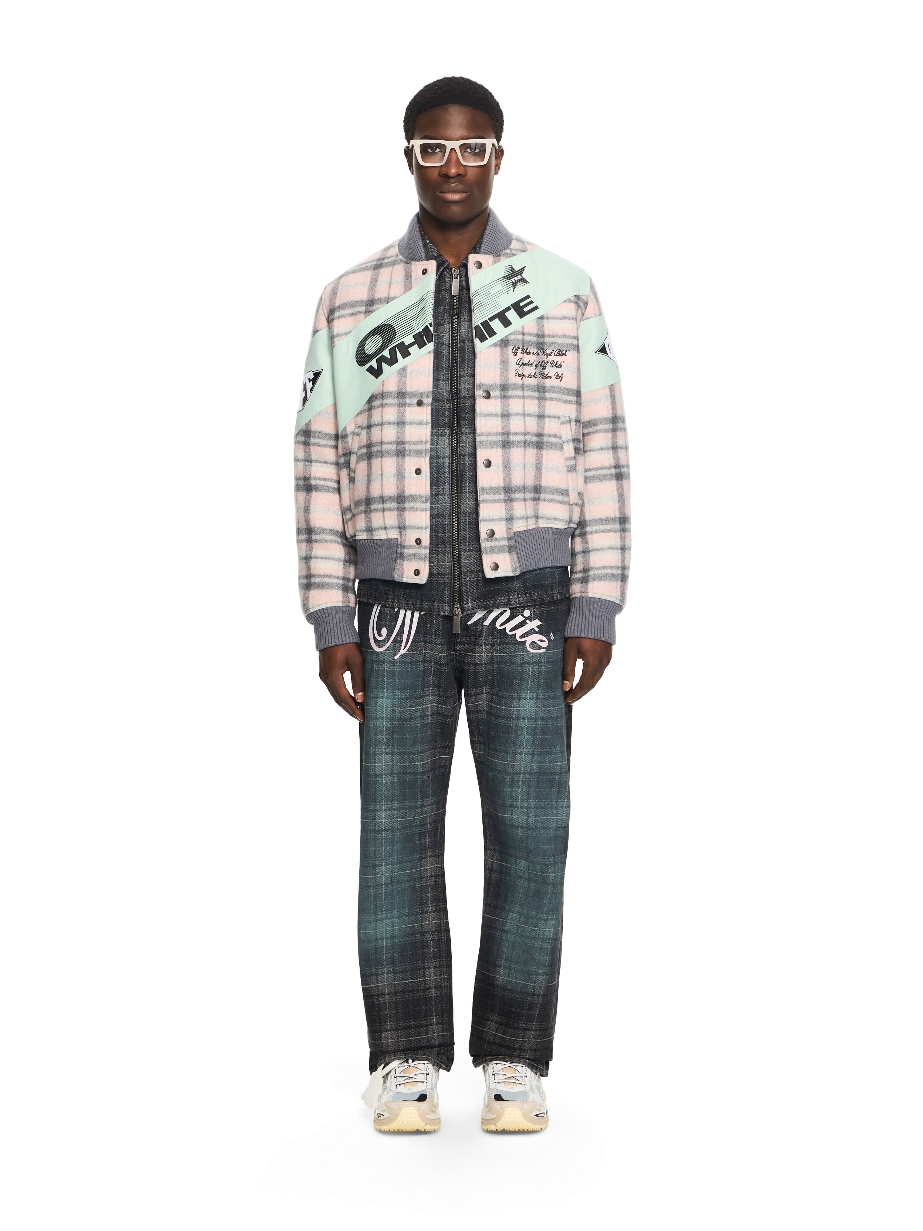 OFF WHITE Royal Check Varsity Jacket MINT 44XEH05RS26F001