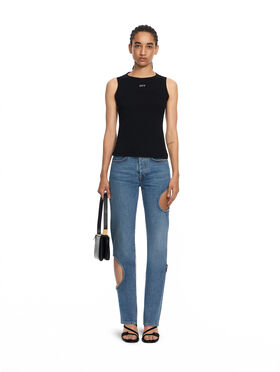 OFF WHITE Off Stamp Rib Round Tank Top Black-White 2FA00673T
