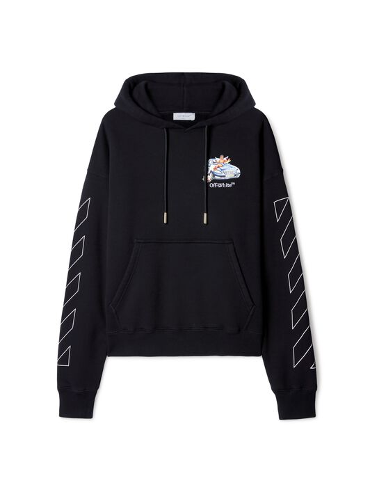 OFF WHITE Black Fresco Arrow Hoodie  OMBB085S25FLE005