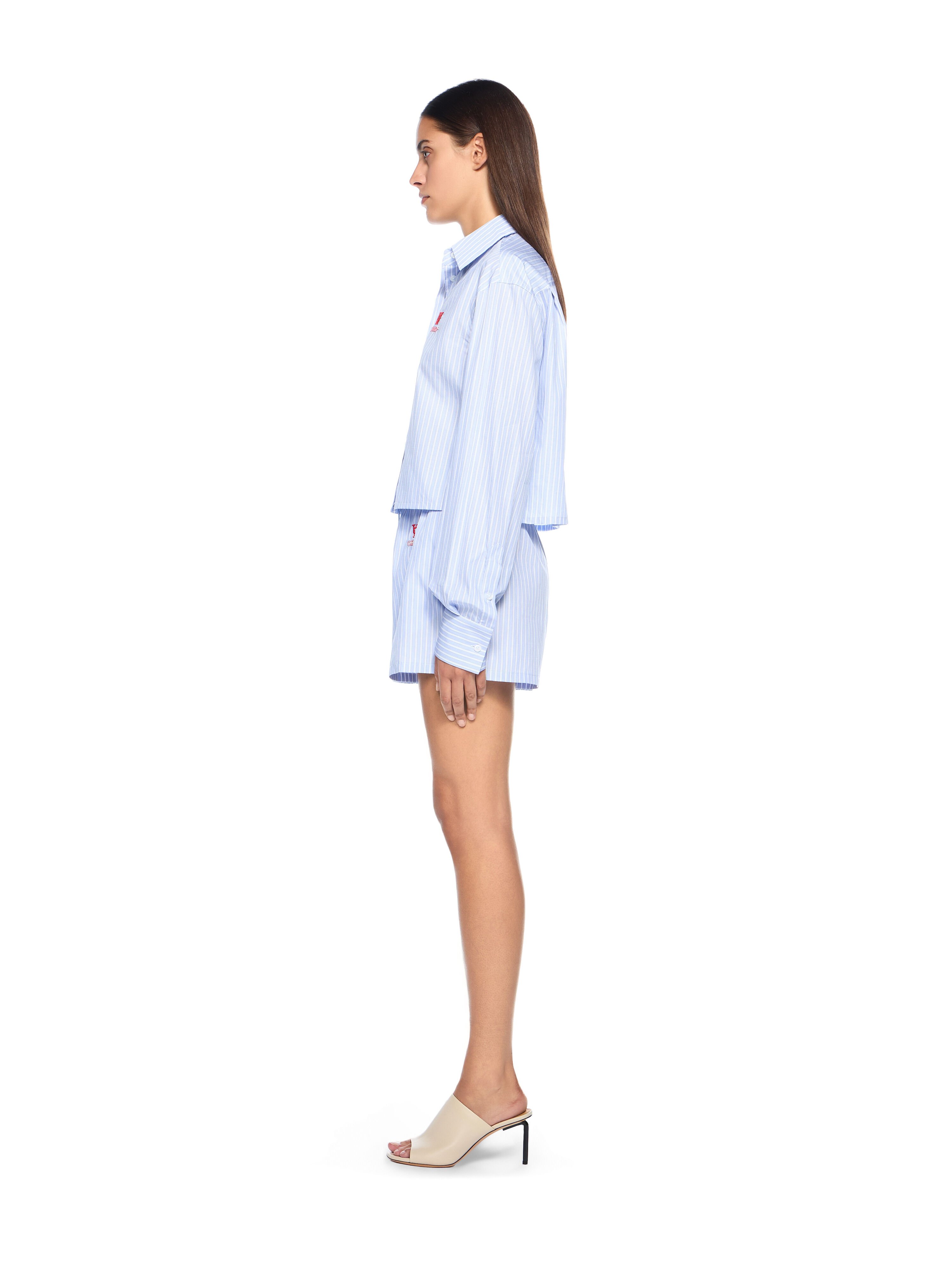 OFF WHITE Striped Poplin Shorts KENTUCKY BLUE-RED DAHLIA OWCB05JF25FAB001