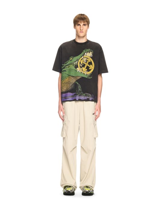OFF WHITE Black Crocodile T-Shirt BLACK OMAA120S25JER006