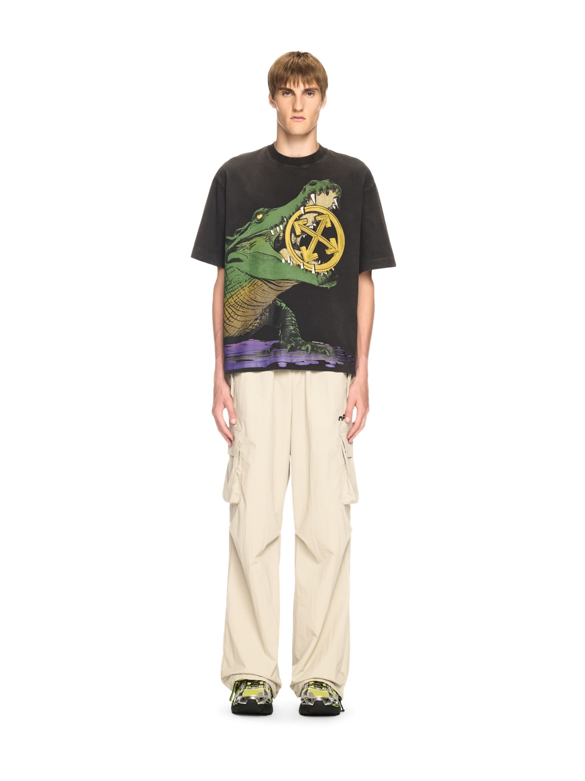 OFF WHITE Black Crocodile T-Shirt BLACK OMAA120S25JER006