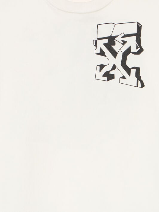 OFF WHITE Graffiti Print T-Shirt WHITE - BLACK OBAA002F25JER00B