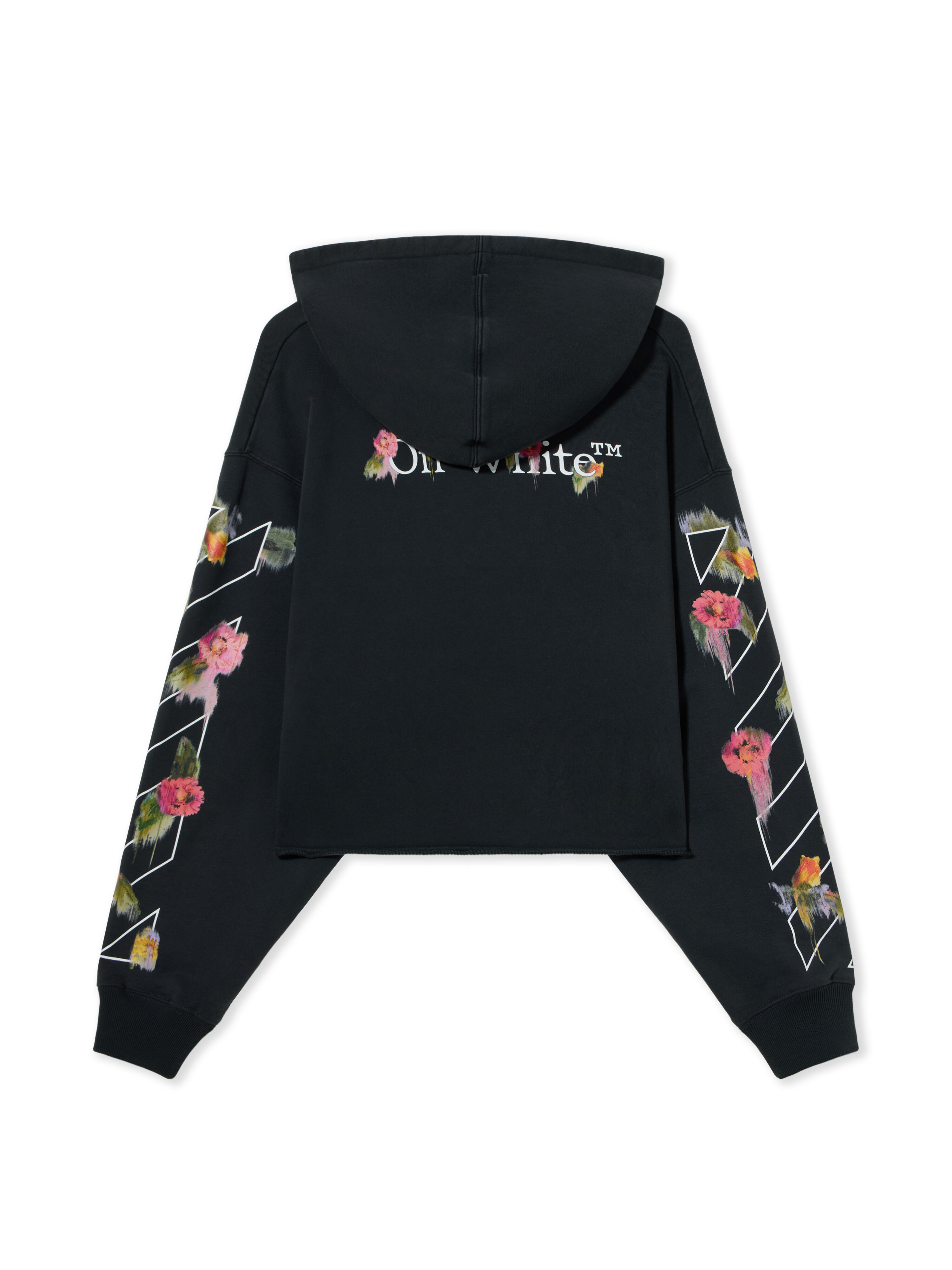 Bookish Flower Poket Crop Hoodie OFF WHITE Bookish Flower Poket Crop Hoodie Fade Out Black White 2FE00499T