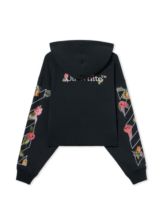 Bookish Flower Poket Crop Hoodie OFF WHITE Bookish Flower Poket Crop Hoodie Fade Out Black White 2FE00499T