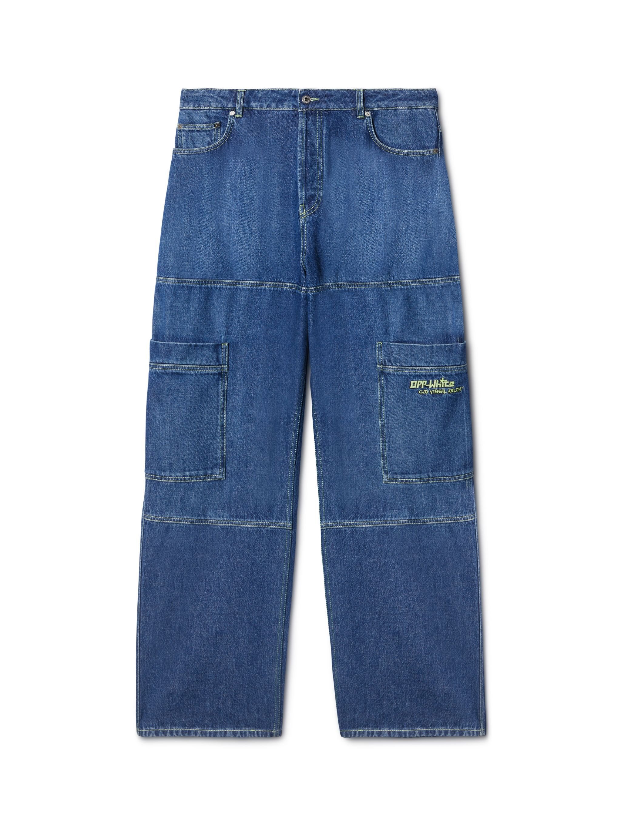 OFF WHITE Blue Irregular Cargo Jeans BLUE OMYA18QS25DEN001