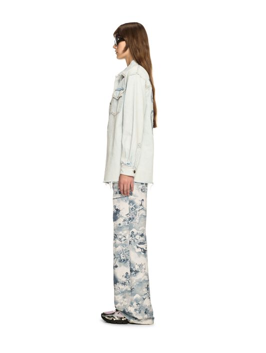 OFF WHITE Weiße Denim Fresco Hemdjacke BLAU OWYQ004S25DEN001