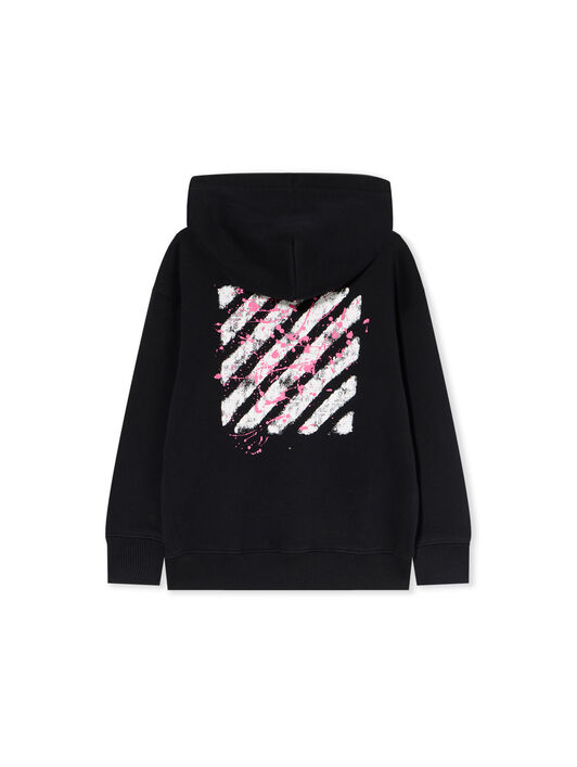 OFF WHITE Diagonal Splat Logo Hoodie BLACK - FUCHSIA OGBB002F25FLE004