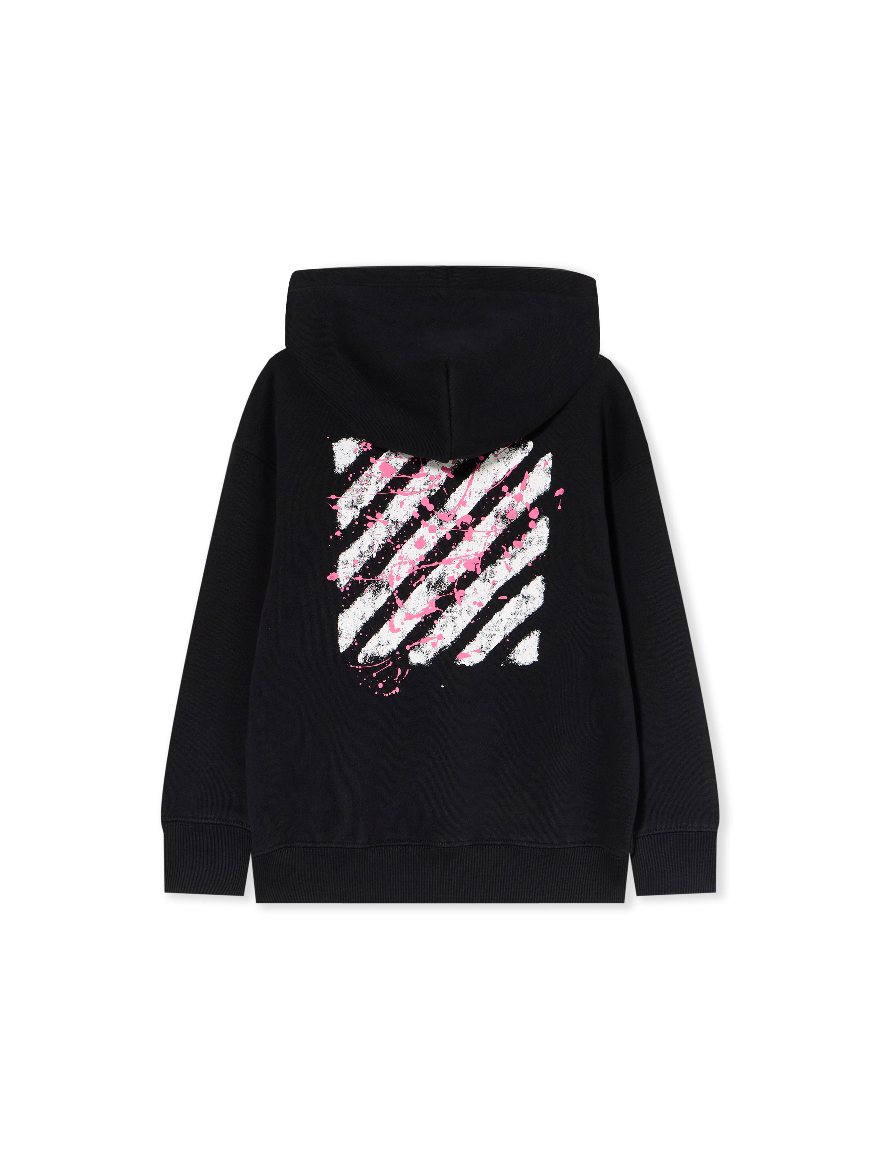 OFF WHITE Diagonal Splat Logo Hoodie BLACK - FUCHSIA OGBB002F25FLE004