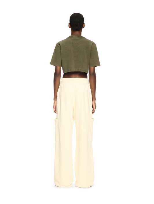 OFF WHITE Green Stamp Cropped T-Shirt GREEN OWAA081S25JER002