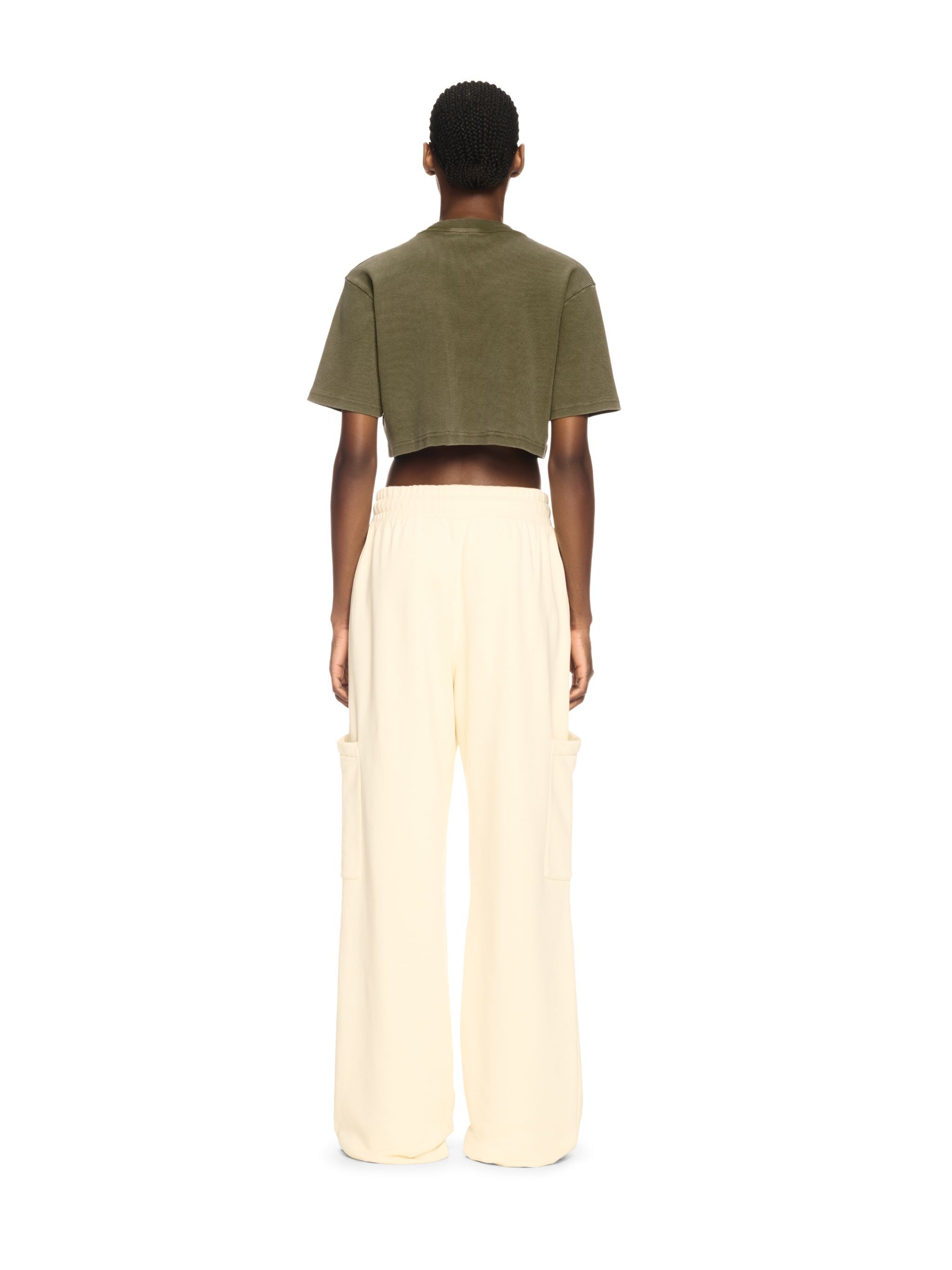 OFF WHITE Green Stamp Cropped T-Shirt GREEN OWAA081S25JER002