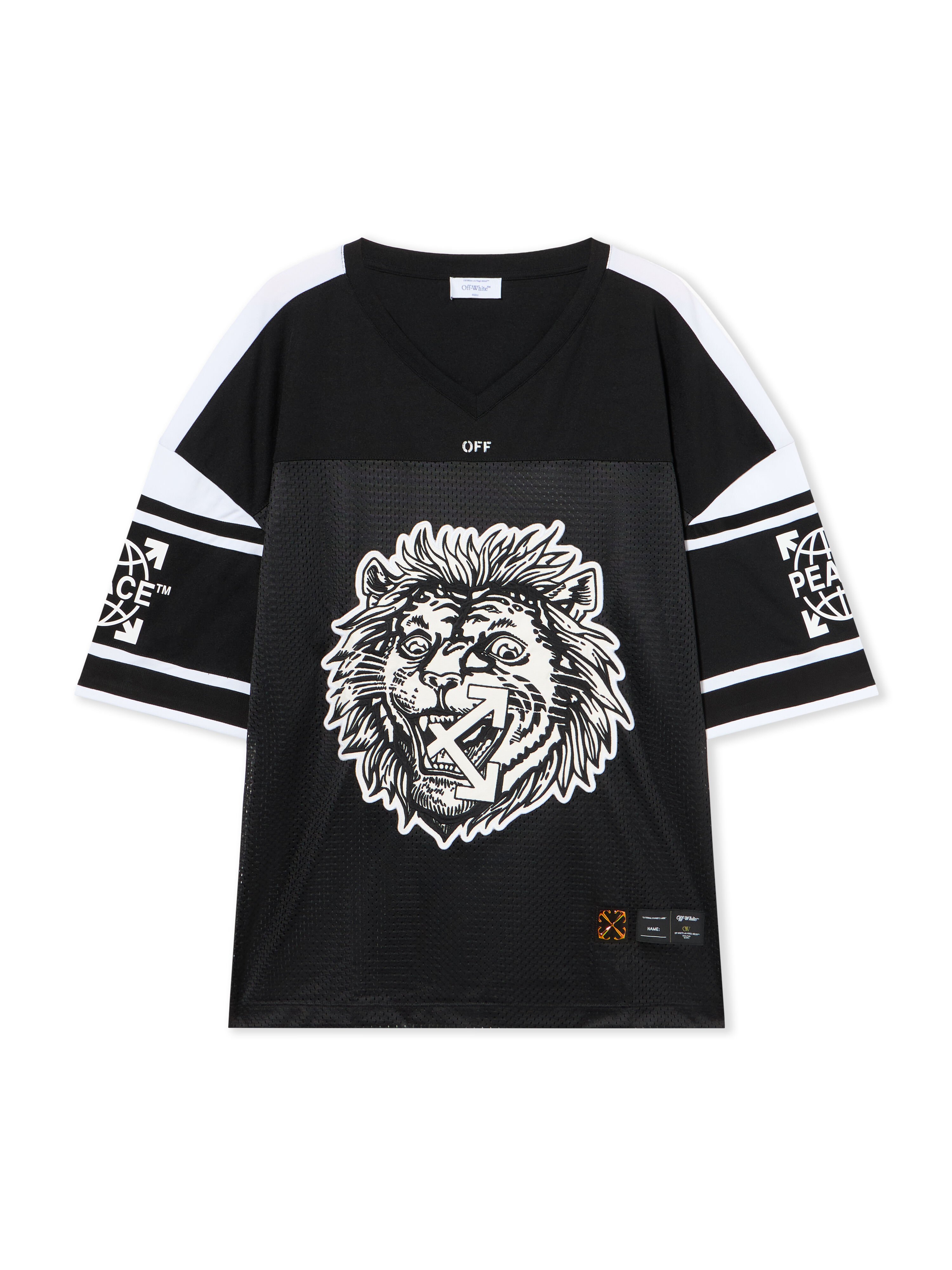 OFF WHITE Lion Mesh Football Tee BLACK - WHITE OMAD003F25JER001