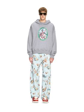 OFF WHITE Felpa Grigia Con Cappuccio E Motivo Affresco GRIGIO OMBB085S25FLE003