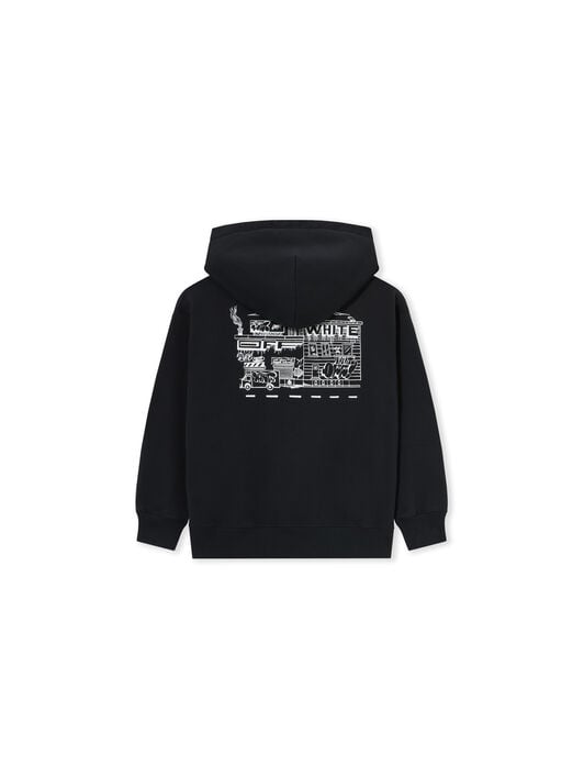 OFF WHITE Graffiti Hoodie Zip Up BLACK 44BBE001S26F001