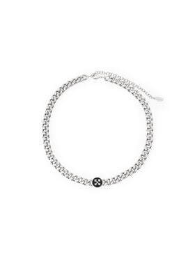 OFF WHITE ROUND ARROW NECKLACE SILVER - BLACK OMOB15SF25MET001