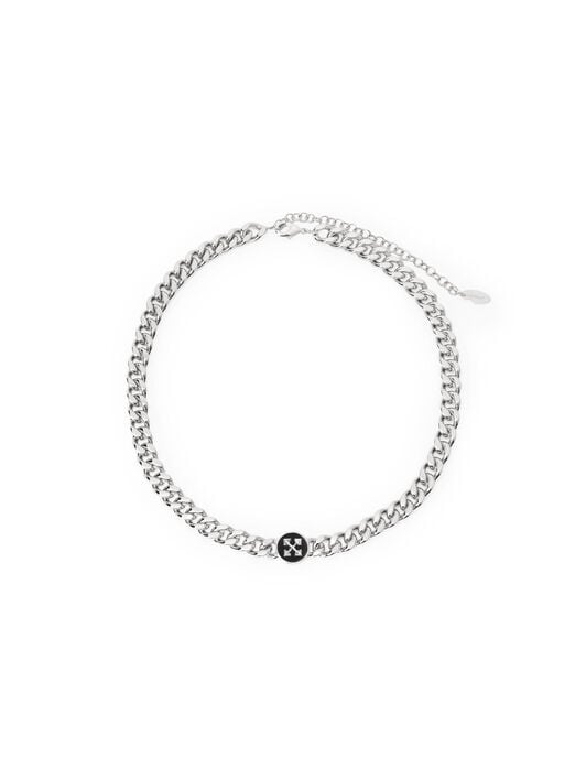 OFF WHITE ROUND ARROW NECKLACE SILVER - BLACK OMOB15SF25MET001