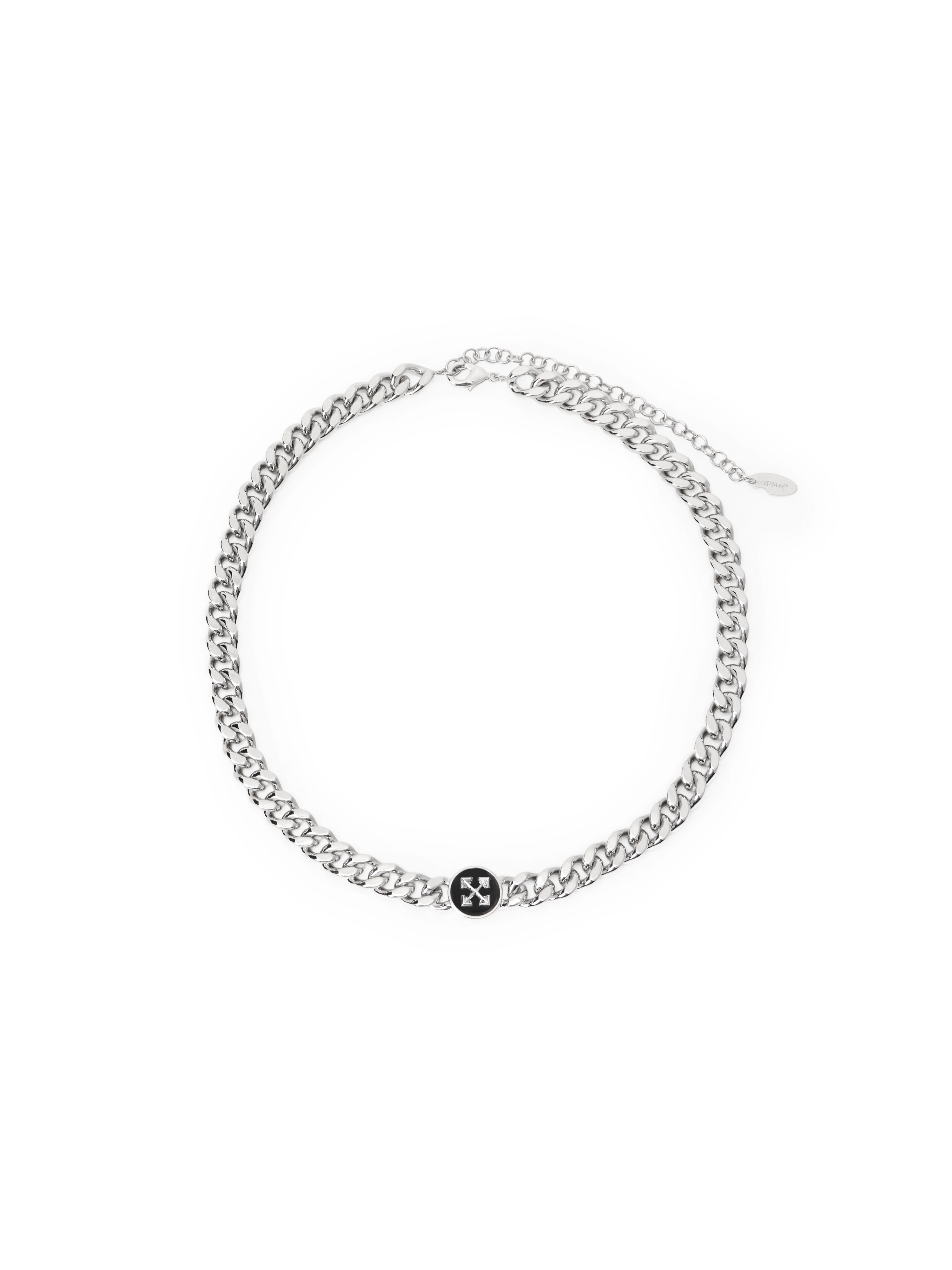 OFF WHITE ROUND ARROW NECKLACE SILVER - BLACK OMOB15SF25MET001