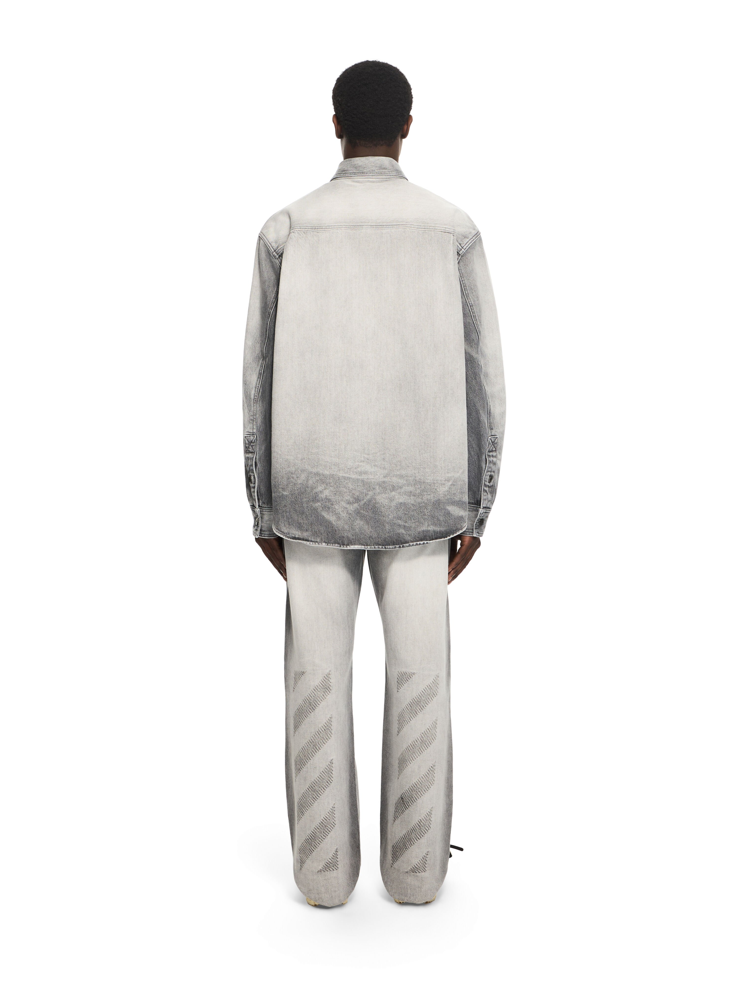 OFF WHITE Diagonal Embroidery Slim Relaxed Jeans SUN-FADED GREY 44XYA18JS26D003