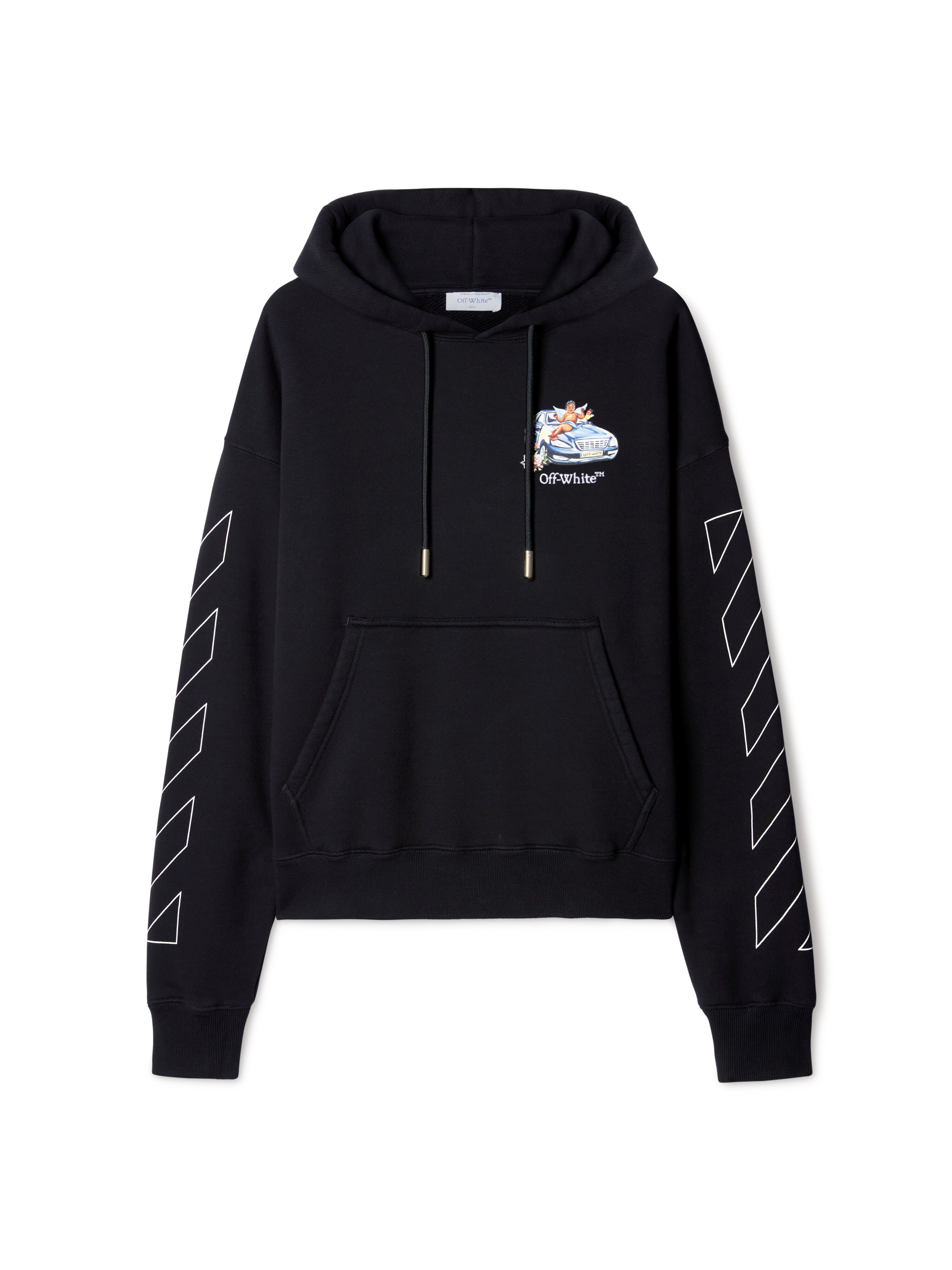 OFF WHITE Black Fresco Arrow Hoodie  OMBB085S25FLE005